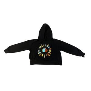 Women XS Disney 100 Black Sweatshirt Hoodie Pullover Cropped Black Embroidered